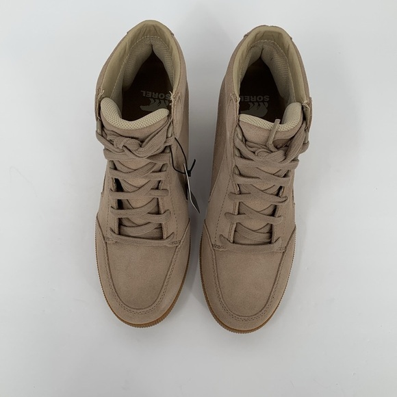 Sorel Out n About hidden wedge ankle boot sneaker Taupe suede platform new 7.5 - Picture 5 of 7